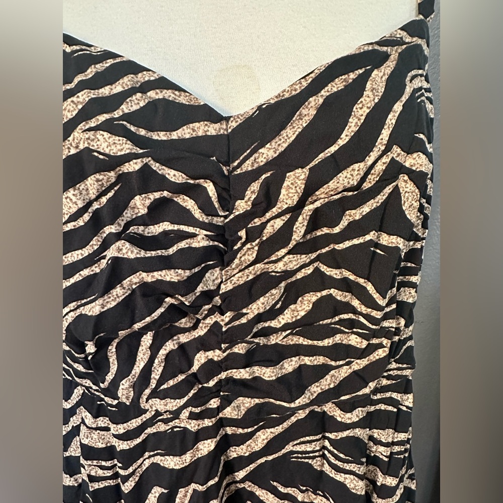 Torrid Womens Black/Brown Striped Mini Challis Skater Dress, Pocket, Plus Size 3 - Picture 5 of 15